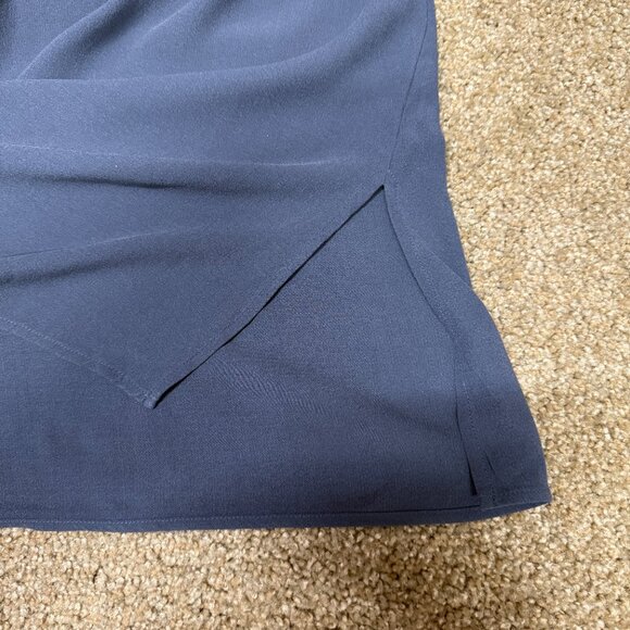 Eileen Fisher Georgette Silk Crepe Tank Top Womens Large Navy Blue Sophisticated - Picture 10 of 12